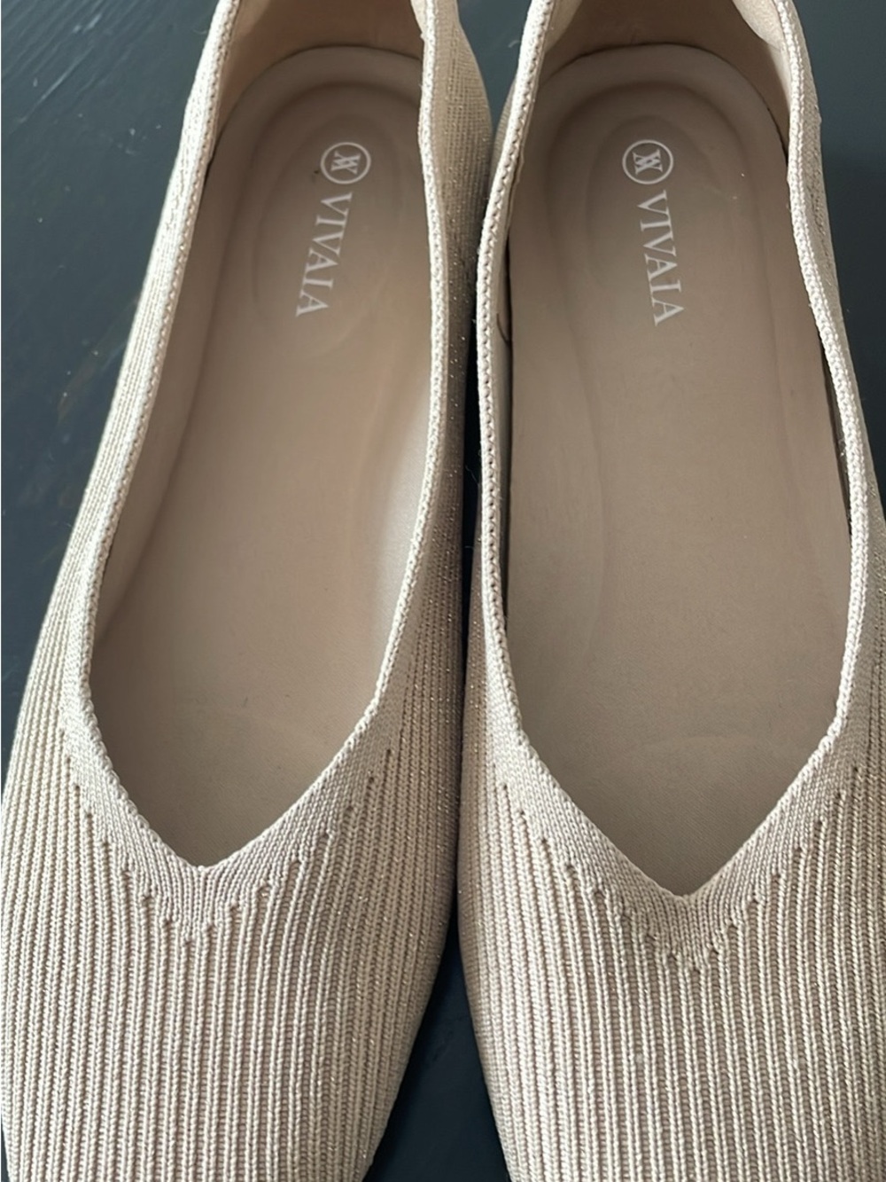 VIVAIA Women's Knit Ballet Flats in Light Beige
